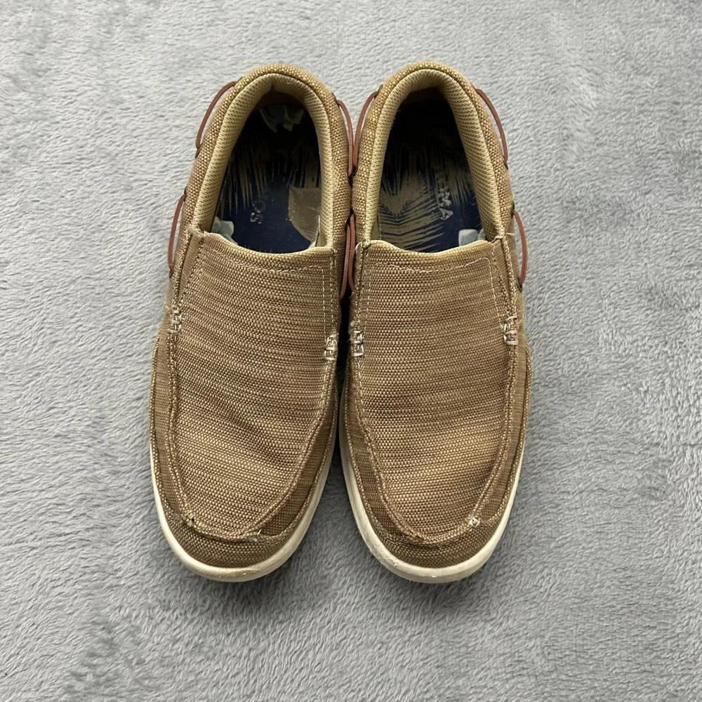 Sonoma Goods for Life Mens Tan Textile Slip On Boat Shoe Loafers Size 8 Med